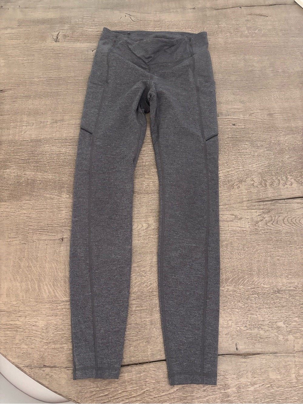 lululemon athletica Charcoal Gray High-Rise Leggings with Side Panels